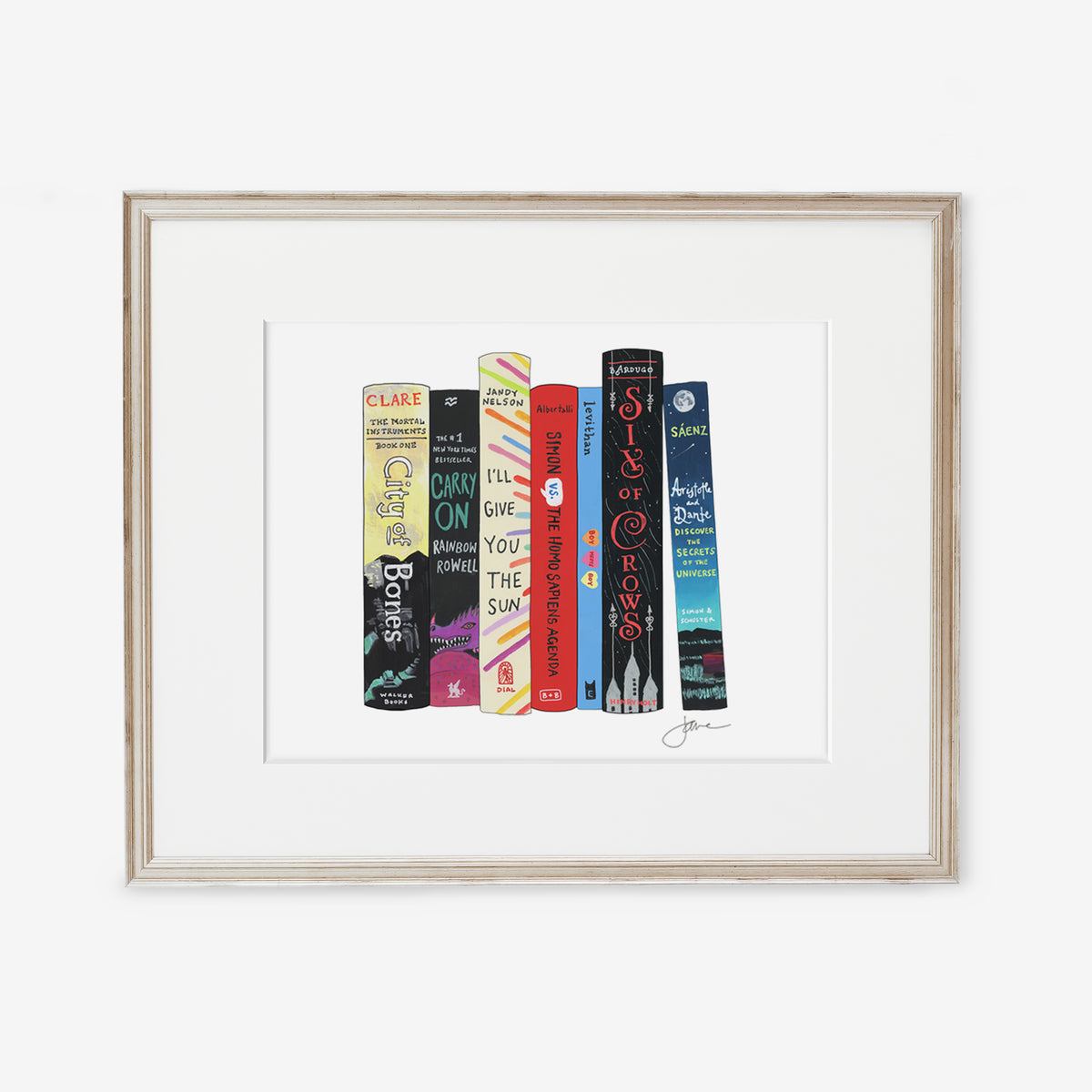 Custom Ideal Bookshelf Print by Jane Mount – a personalized art print featuring an illustrated bookshelf featuring your favorite books. A unique, museum-quality gift for booklovers and readers.