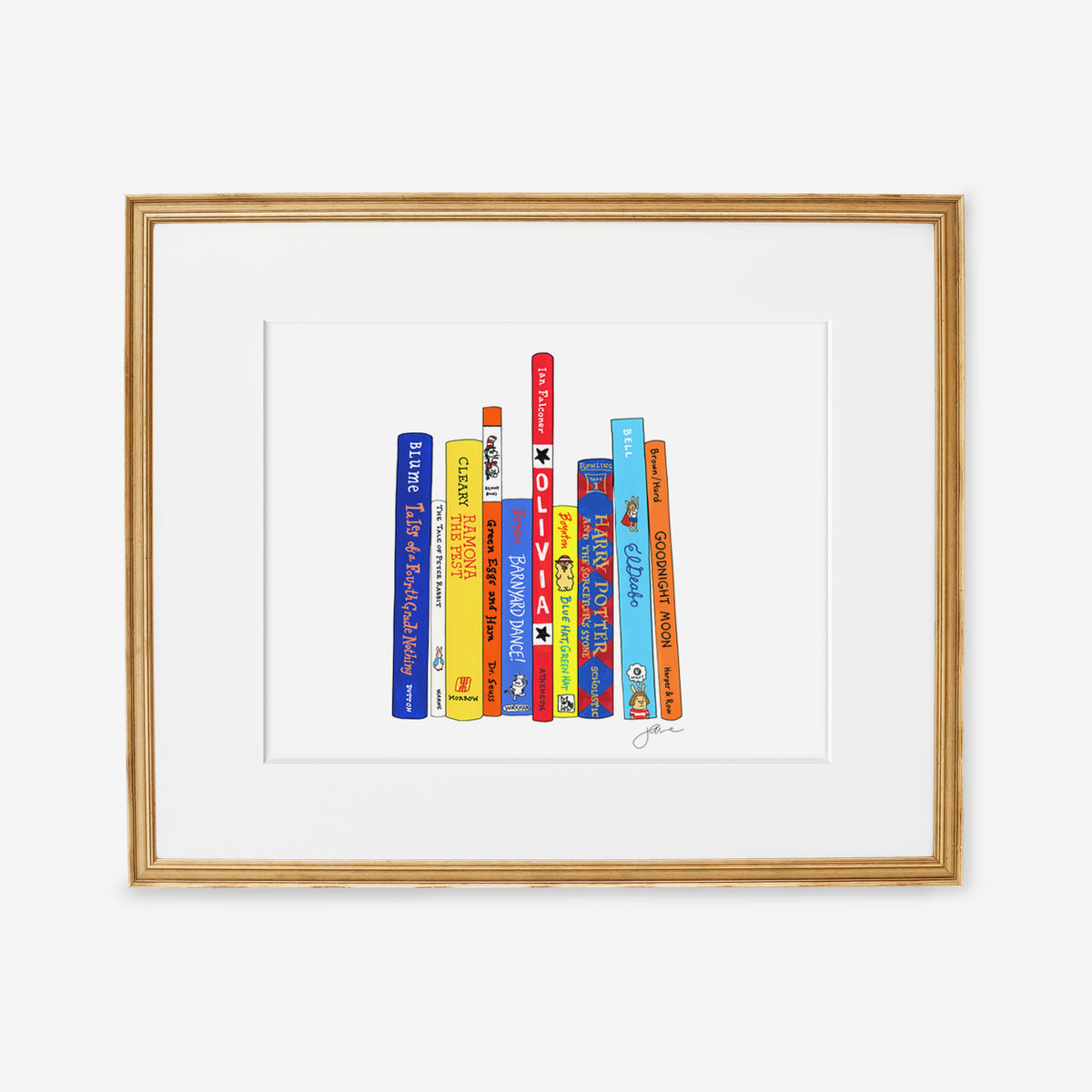 Custom Ideal Bookshelf Print by Jane Mount – a personalized art print featuring an illustrated bookshelf featuring your favorite books. A unique, museum-quality gift for booklovers and readers.