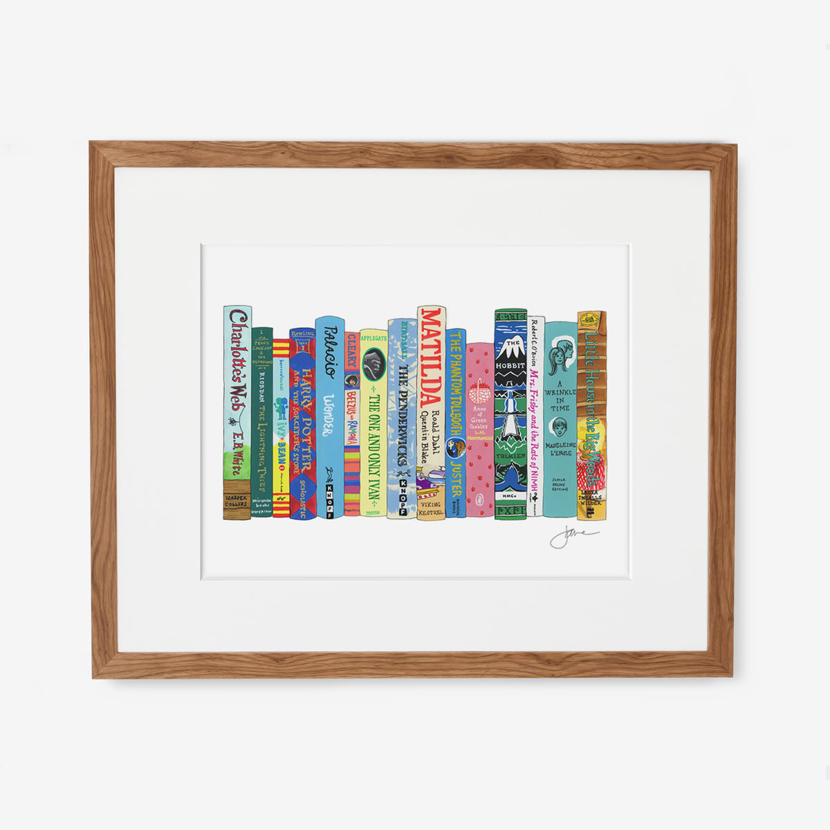 Custom Ideal Bookshelf Print by Jane Mount – a personalized art print featuring an illustrated bookshelf featuring your favorite books. A unique, museum-quality gift for booklovers and readers.