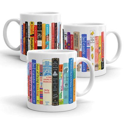 Custom Ideal Bookshelf Mug by Jane Mount – a personalized ceramic mug featuring an illustrated bookshelf of your favorite books. A cozy, bookish gift for readers and coffee lovers.