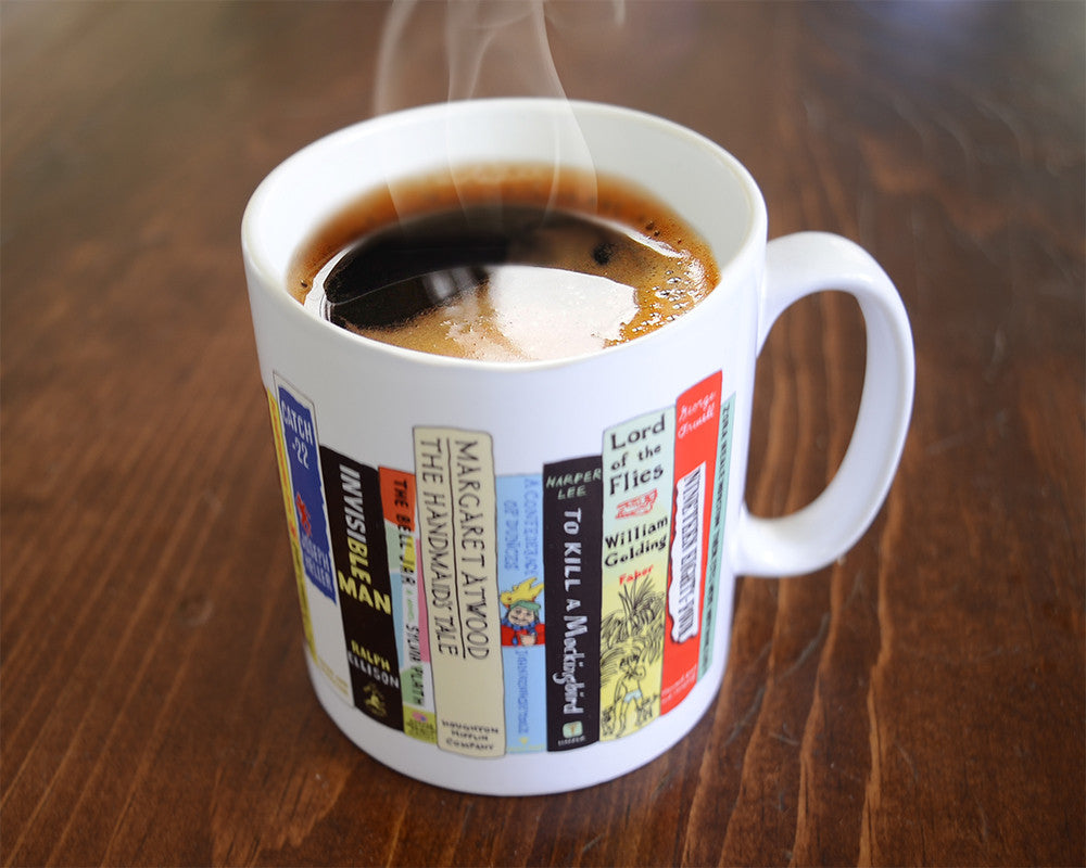 Custom Ideal Bookshelf Mug by Jane Mount – a personalized ceramic mug featuring an illustrated bookshelf of your favorite books. A cozy, bookish gift for readers and coffee lovers.