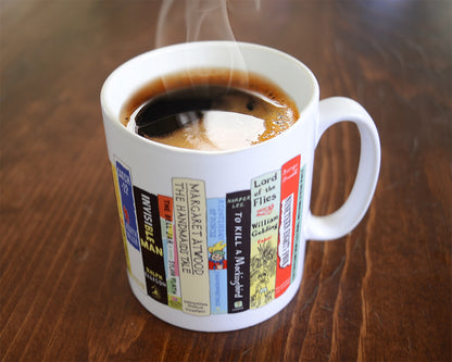 Custom Ideal Bookshelf Mug by Jane Mount – a personalized ceramic mug featuring an illustrated bookshelf of your favorite books. A cozy, bookish gift for readers and coffee lovers.